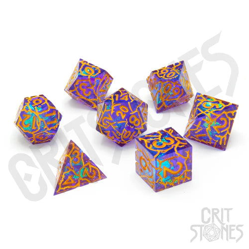 CritStones Sharp Edge Resin RPG Dice Set - Radiant Rune (7pcs)