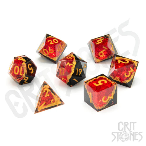CritStones Geode Resin Dice Set - Gemcutter's Ruby (7pcs)