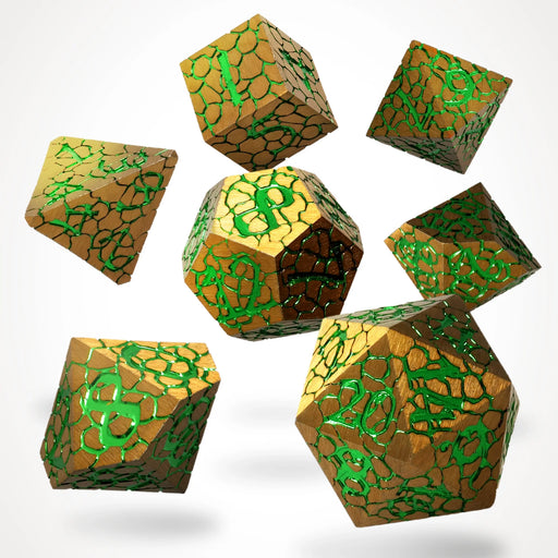 CritStones Metal RPG Dice Set - Scaleheart Gold (7pcs)