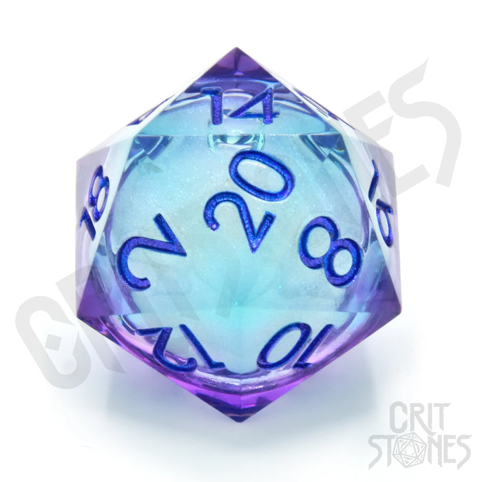 CritStones Liquid Core Resin D20 Dice - Moonlight Mystery (33mm)