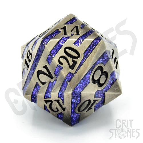 CritStones Metal D20 Dice - Engraved Elder (33mm)
