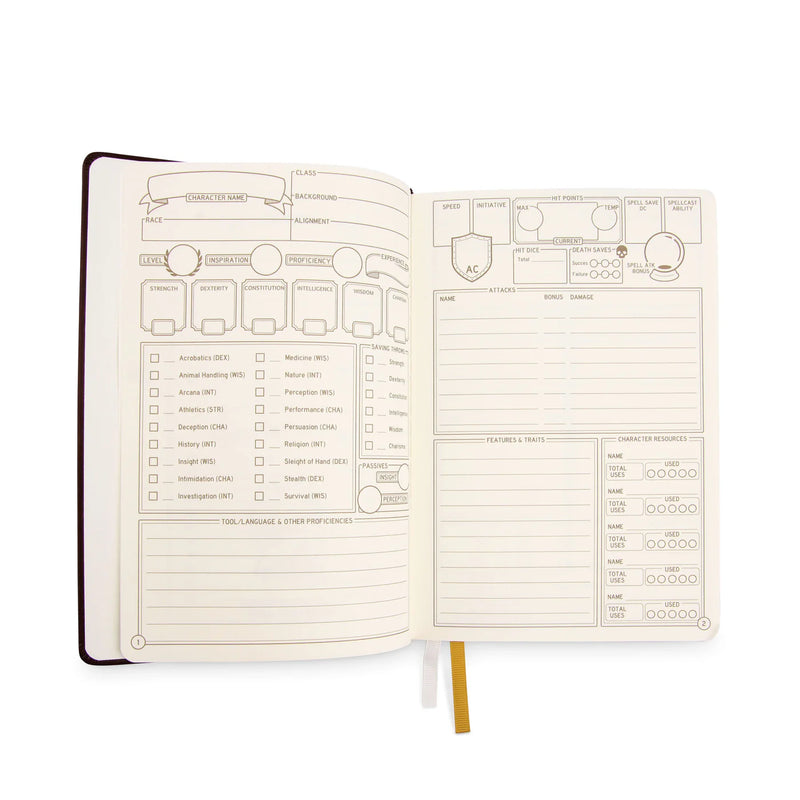 GlassStaff DnD 5e Leather Player Journal - Brown