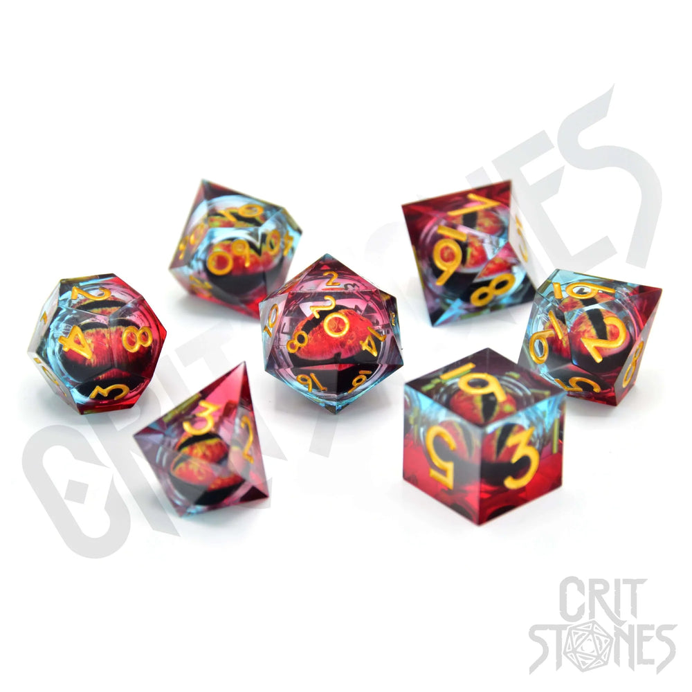 CritStones Floating Eye Resin Dice Set - Chromatic Dragon's Gaze (7pcs)
