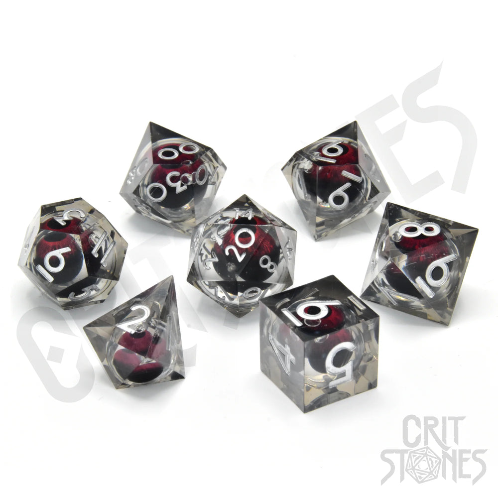 CritStones Floating Eye Resin Dice Set - Fire Giant's Gaze (7pcs)