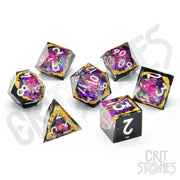 CritStones Geode Resin Dice Set - Violet Vein (7pcs)