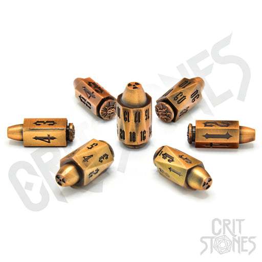 CritStones Metal Dice Set - Ballistic Brass (7pcs)