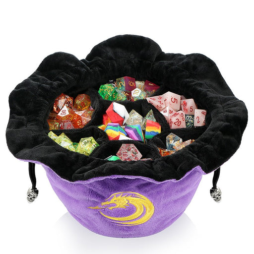 Drawstring Sectional Dice Pouch Purple