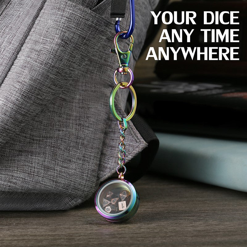 Mini Metal Dice Set Keychain - Iridescence