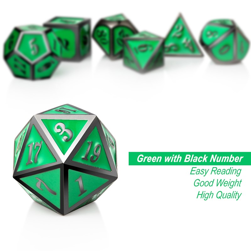 Metal & Enamel Dice Set - Apple & Gunmetal (7pcs)