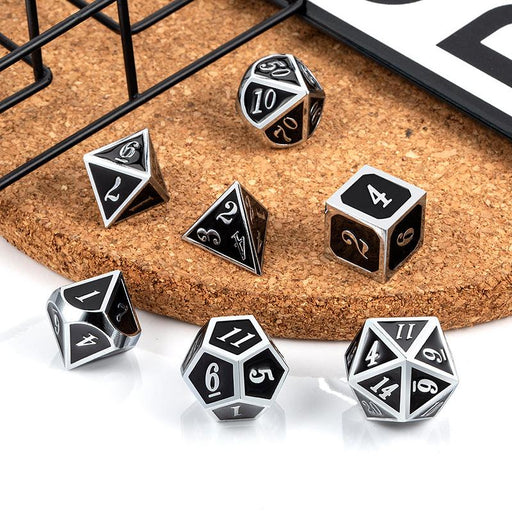 Metal & Enamel Dice Set - Shift Red & Silver (7pcs)