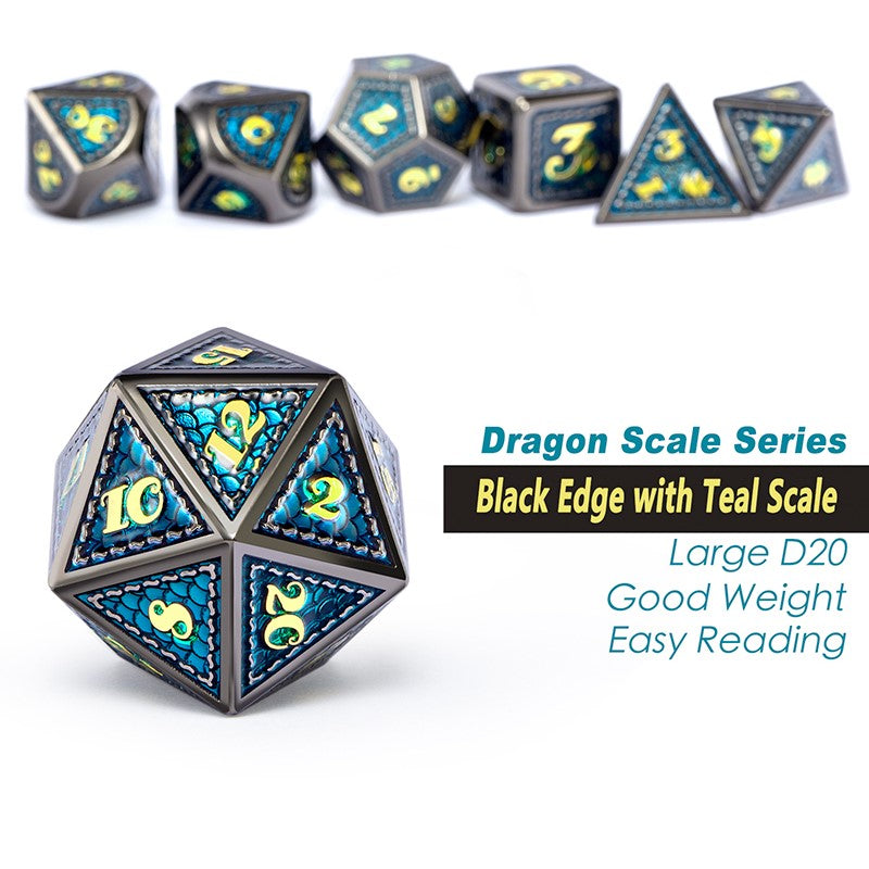 Metal & Enamel Dice Set - Atlantis (7pcs)