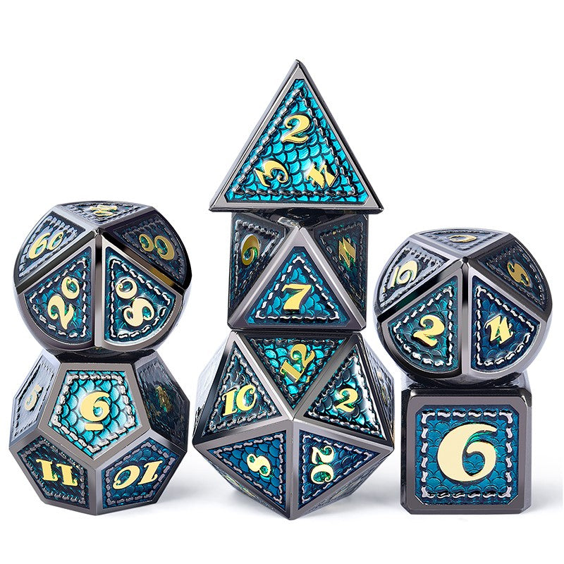 Metal & Enamel Dice Set - Atlantis (7pcs)