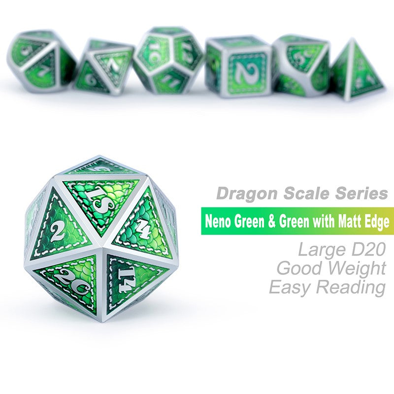 Metal & Enamel Dice Set - Dragon (7pcs)