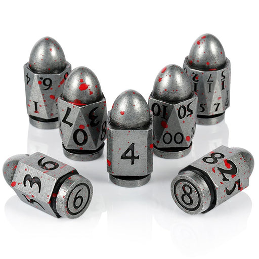 Metal & Enamel Bullet Dice Set - Blood & Iron (7pcs)