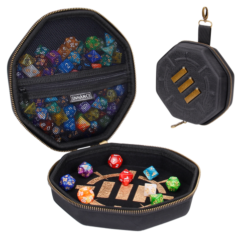 Enhance Gaming Dice Tray & Dice Case - Black