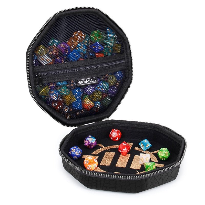 Enhance Gaming Dice Tray & Dice Case - Dragon Scale Black (Collector's Edition)