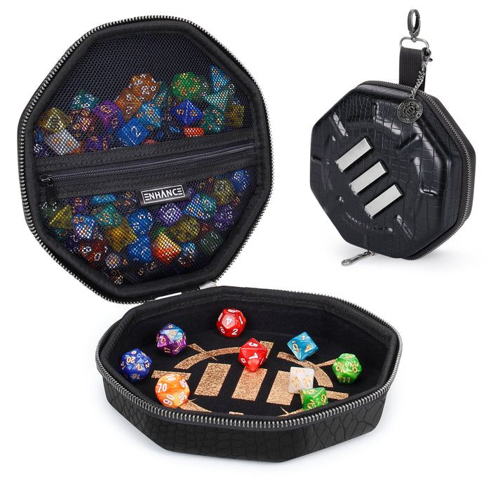 Enhance Gaming Dice Tray & Dice Case - Dragon Scale Black (Collector's Edition)