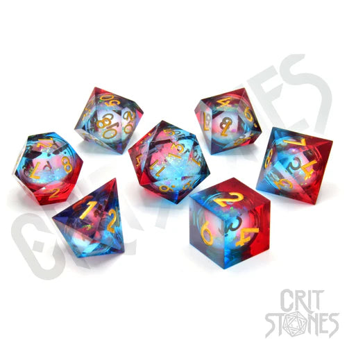 CritStones Liquid Core Resin Dice Set - Fire and Ice (7pcs)