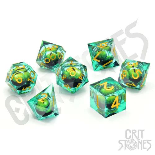 CritStones Floating Eye Resin Dice Set - Forest Dragon's Gaze (7pcs)