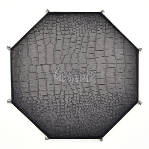 GlassStaff XL Octagonal Foldable Dice Rolling Tray - Dragon Skin Black