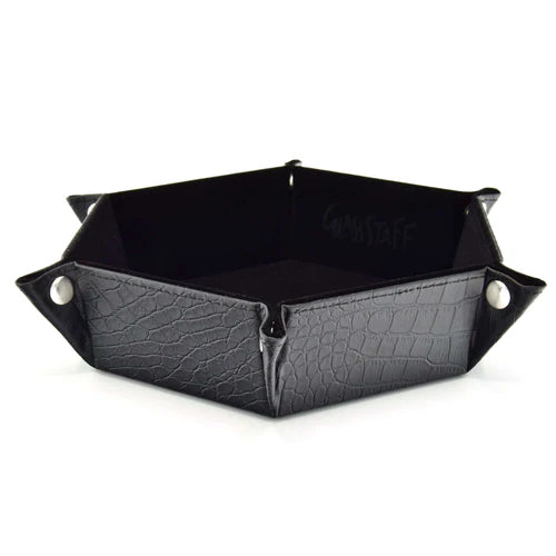 GlassStaff Hexagonal Dragon Skin Foldable Dice Rolling Tray - Black/Black
