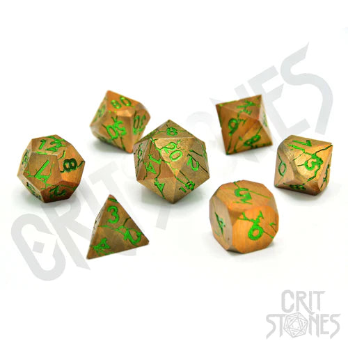 CritStones Cracked Metal Dice Set - Gorgon Gaze (7pcs)