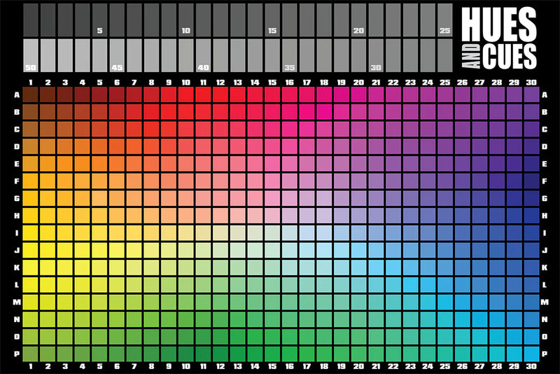Hues and Cues Game board