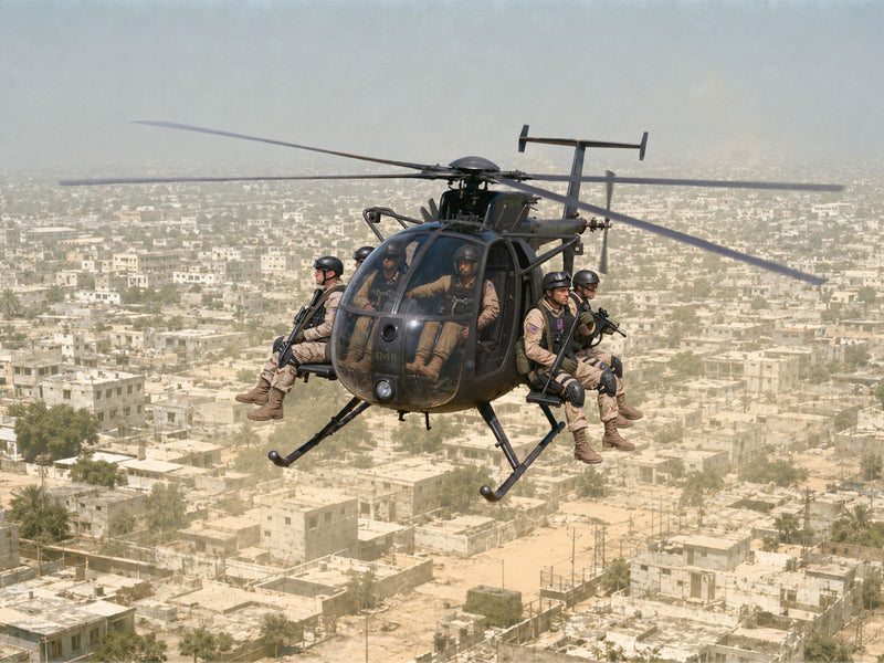 Delta Force Assault Team with MH-6J Helicopter (1:48)