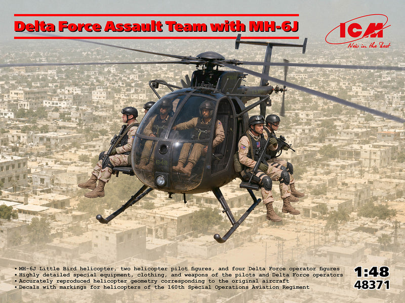 Delta Force Assault Team with MH-6J Helicopter (1:48)