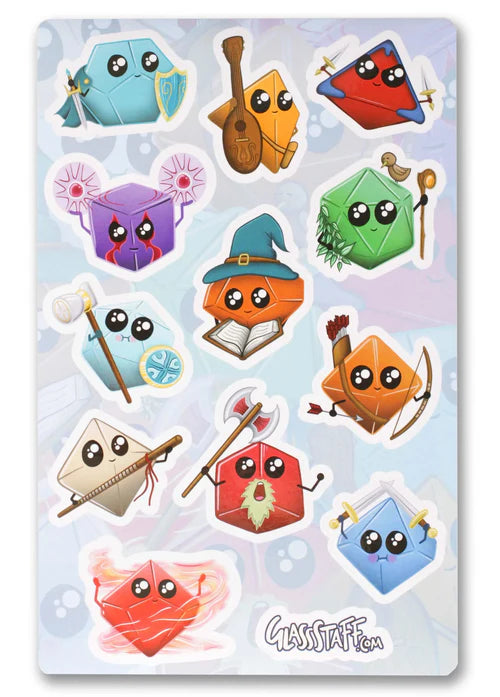 GlassStaff Kawaii Dice Classes Stickers