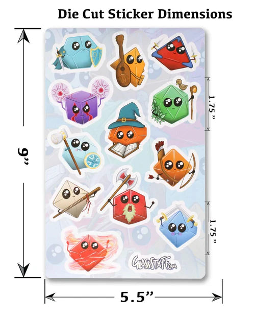 GlassStaff Kawaii Dice Classes Stickers