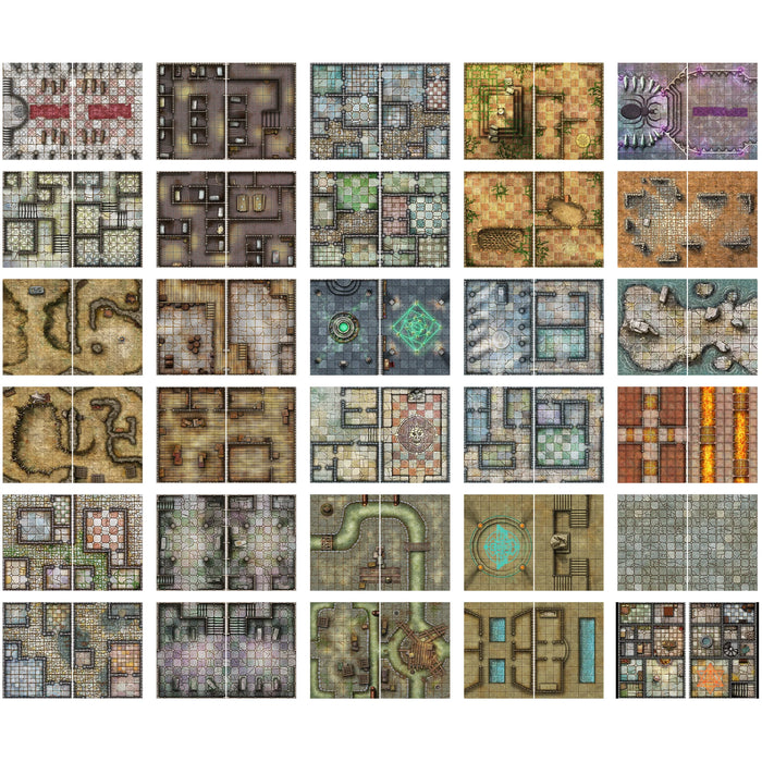 Loke Battle Mats: Big Book of Battle Mats - Cells & Shrines 12x9"