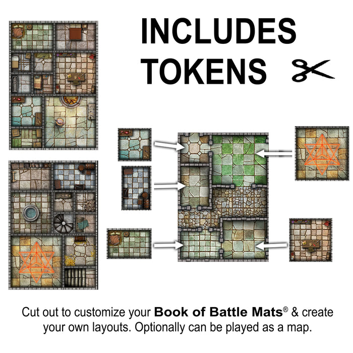 Loke Battle Mats: Big Book of Battle Mats - Cells & Shrines 12x9"