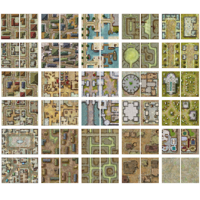 Loke Battle Mats: Giant Book of Battle Mats - Streets, Sewers & Cemeteries 17x12"