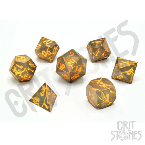 CritStones Cracked Metal Dice Set - Marred Midas (7pcs)