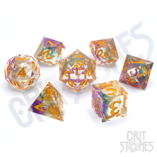 CritStones Sharp Edge Resin RPG Dice Set - Meadow Bloom (7pcs)