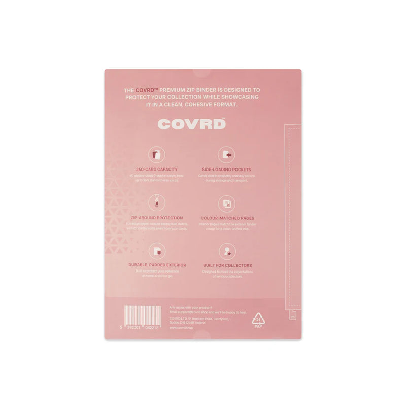 COVRD Premium 9 Pocket Zip Binder - Blush Pink