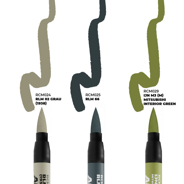AK Interactive Real Colors Markers - WWII Axis Aircraft Cockpit Colors Set