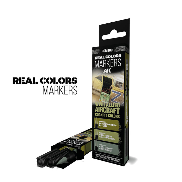 AK Interactive Real Colors Markers - WWII Allied Aircraft Cockpit Colors Set