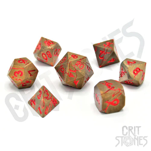 CritStones Cracked Metal Dice Set - Rage Within (7pcs)