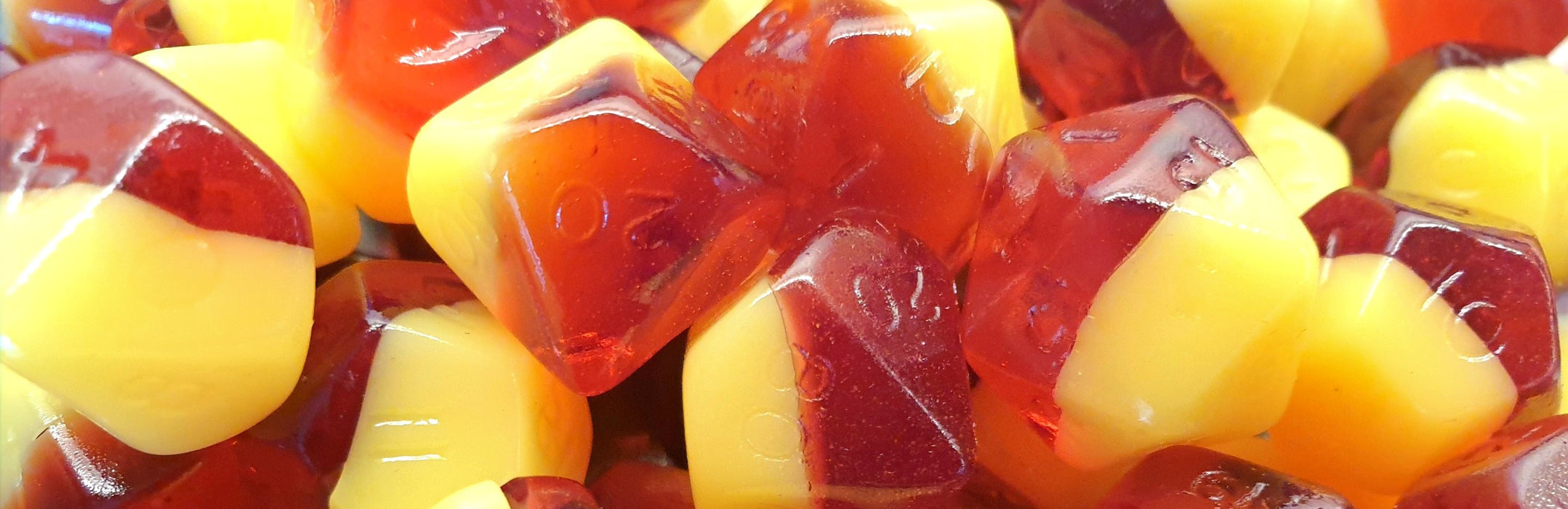 Food Pawn Jelly Polyhedral  Dice - Rhubarbarian and Custard
