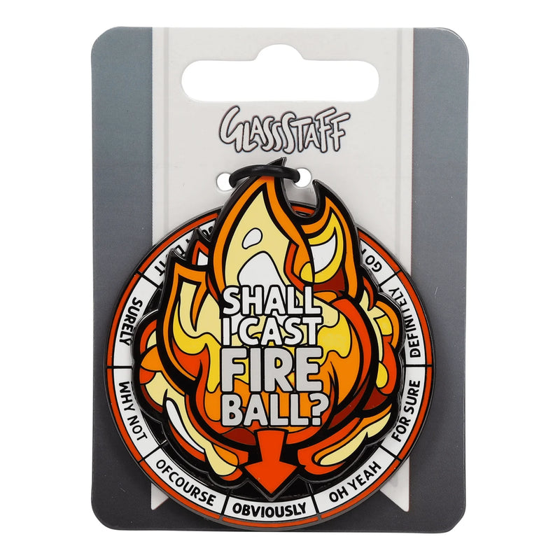 GlassStaff Enamel Spinner Pin - Shall I cast Fireball?