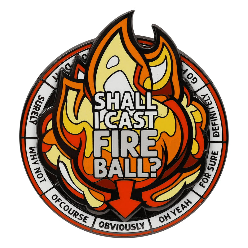 GlassStaff Enamel Spinner Pin - Shall I cast Fireball?