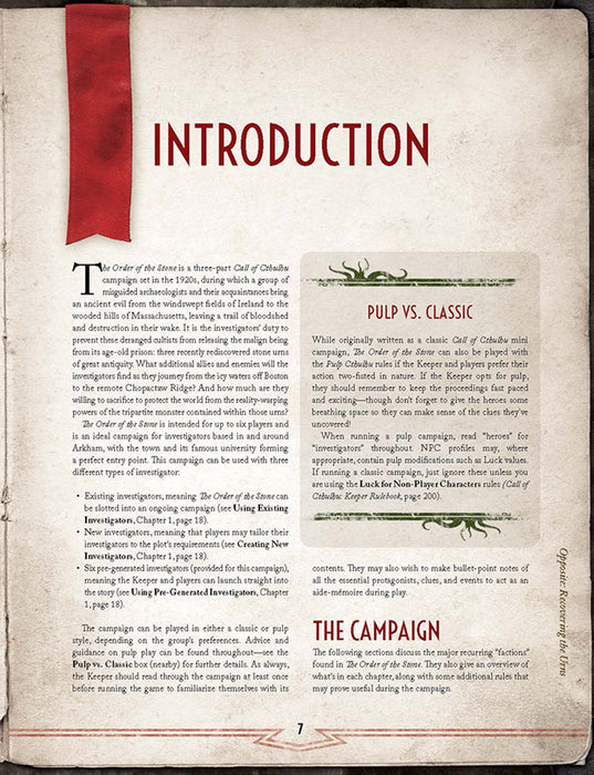 Call of Cthulhu The Order of the Stone - Hardcover