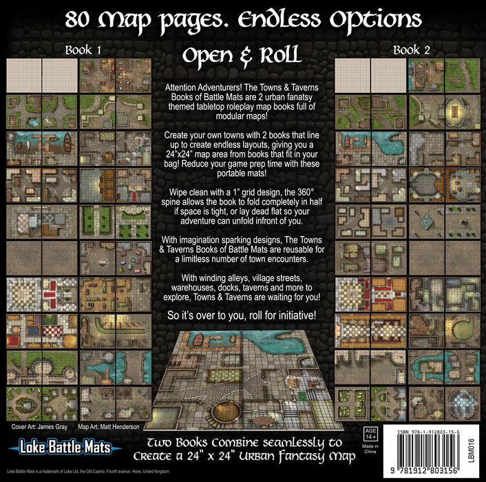 Loke Battle Mats: Towns & Taverns Books of Battle Mats