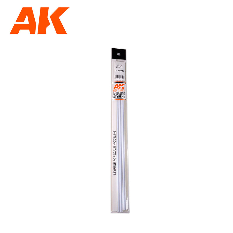 Styrene Strip U Channel 3mm Width x 350mm - (4 units)