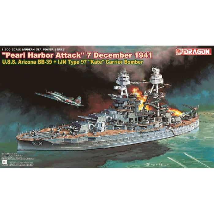 U.S.S. Arizona BB-39 with Type 97 "Kate" Carrier Bomber (1:700)