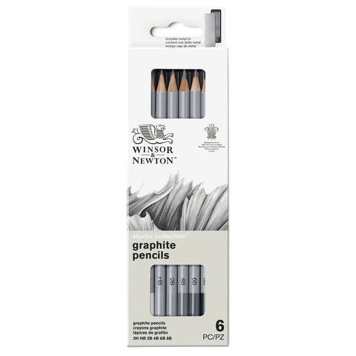 Winsor & Newton Graphite Pencils x6 in Tin