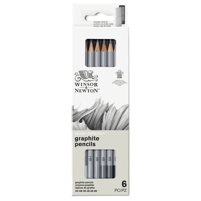 Winsor & Newton Graphite Pencils x6 in Tin