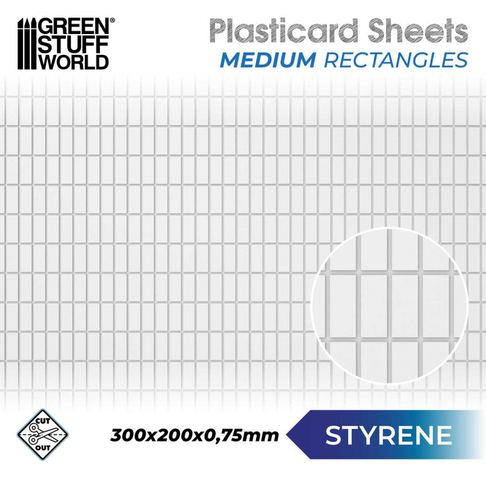 ABS Plasticard - Medium Rectangles Textured Sheet - A4